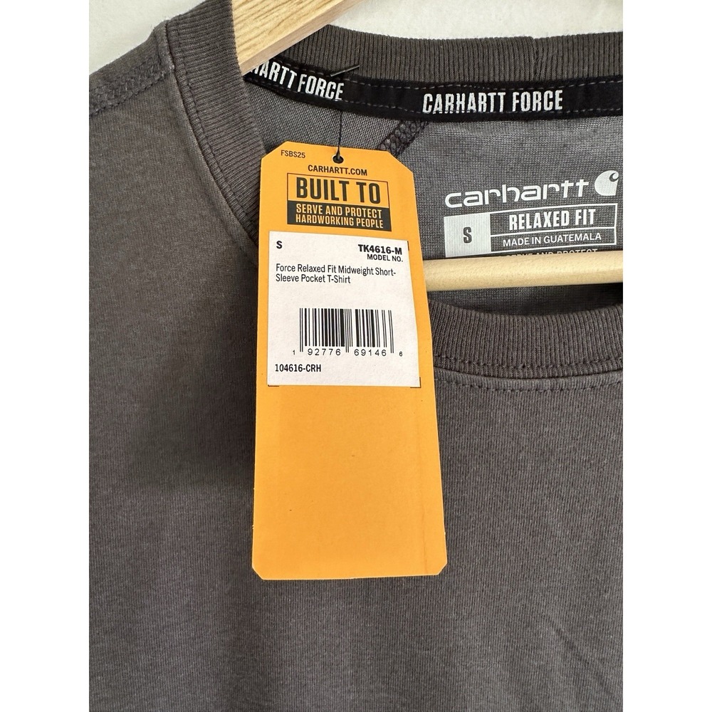 Men's S Carhartt TK4616 Force Relaxed Fit Midweight Short Sleeve Pocket T-Shirt - Picture 5 of 9